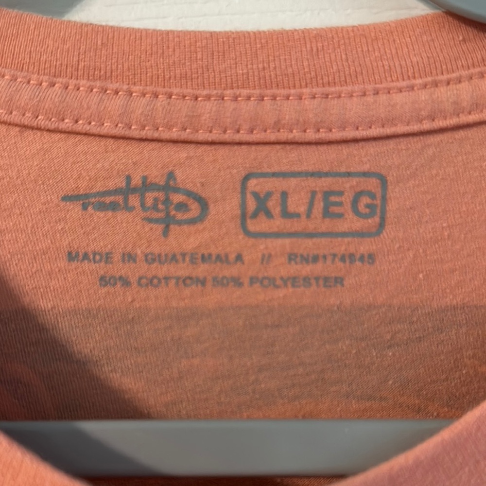 Reel Life Orange Short Sleeve Tee with Crew Neck and Subtle Logo - Picture 2 of 3